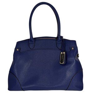 Vintage London Fog Royal Blue Large Tote Satchel Faux Leather w/ Bag Charm